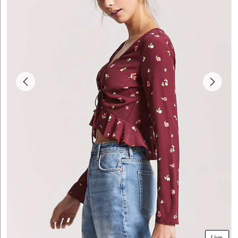 Red floral top